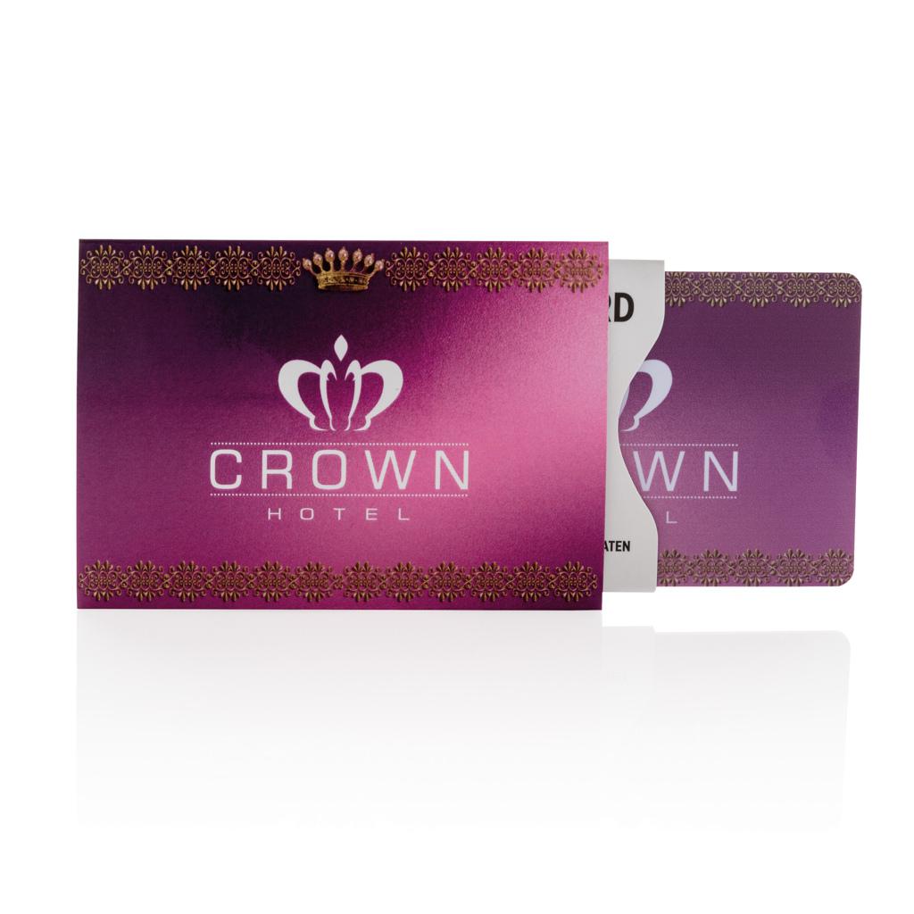 Card anti-skiming RFID cu cip activ de bruiaj transparent