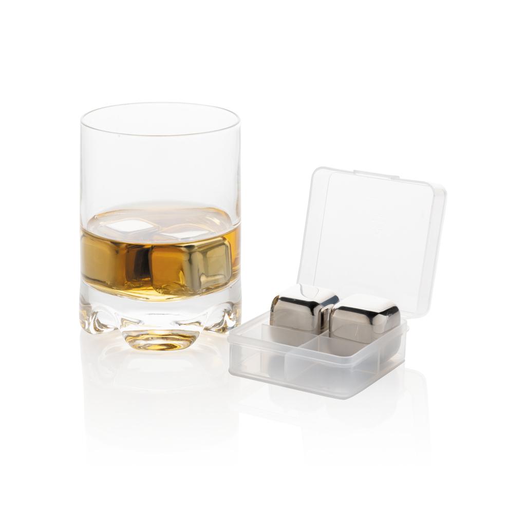 Cuburi de gheață reutilizabile din oțel inoxidabil, set de 4 piese silver