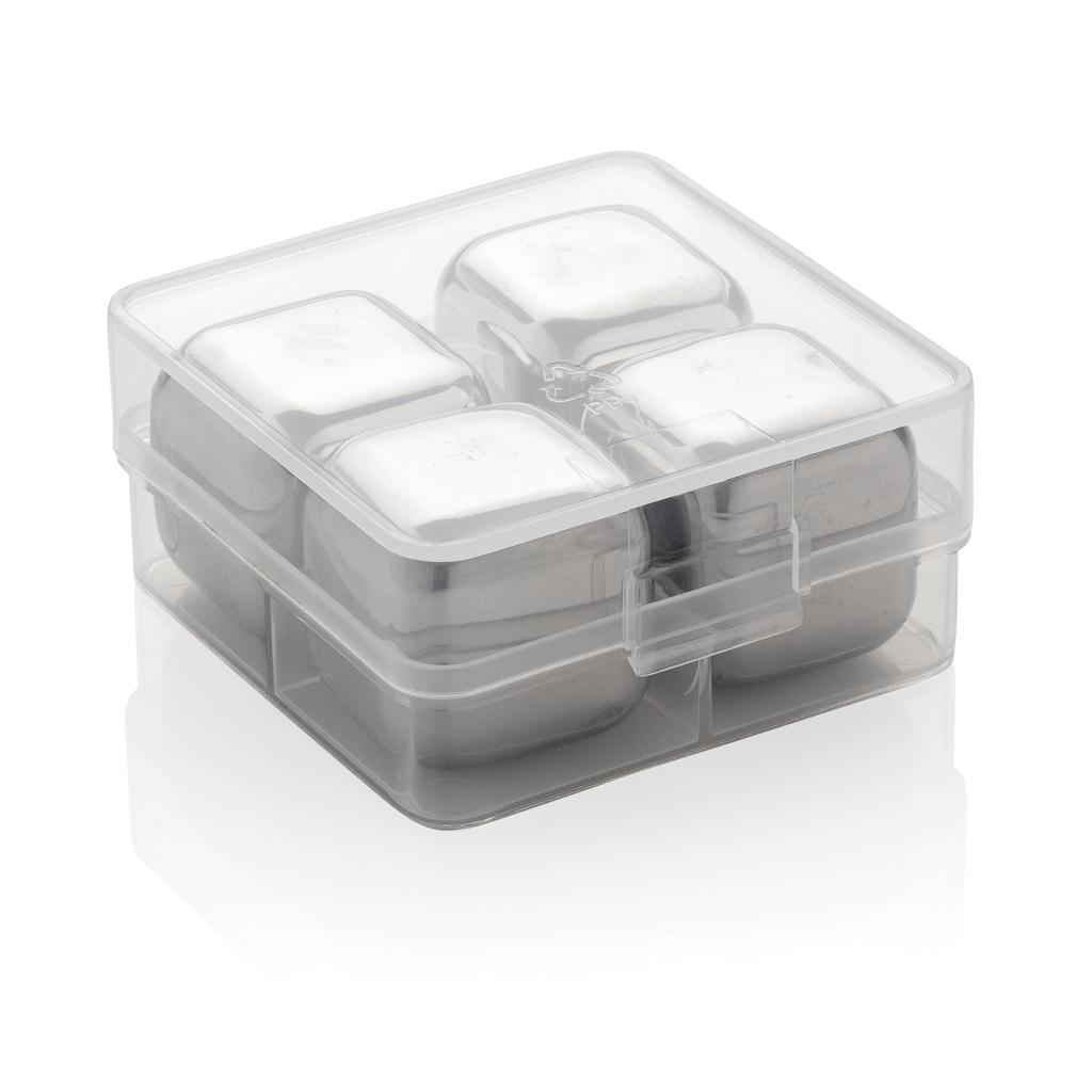 Cuburi de gheață reutilizabile din oțel inoxidabil, set de 4 piese silver