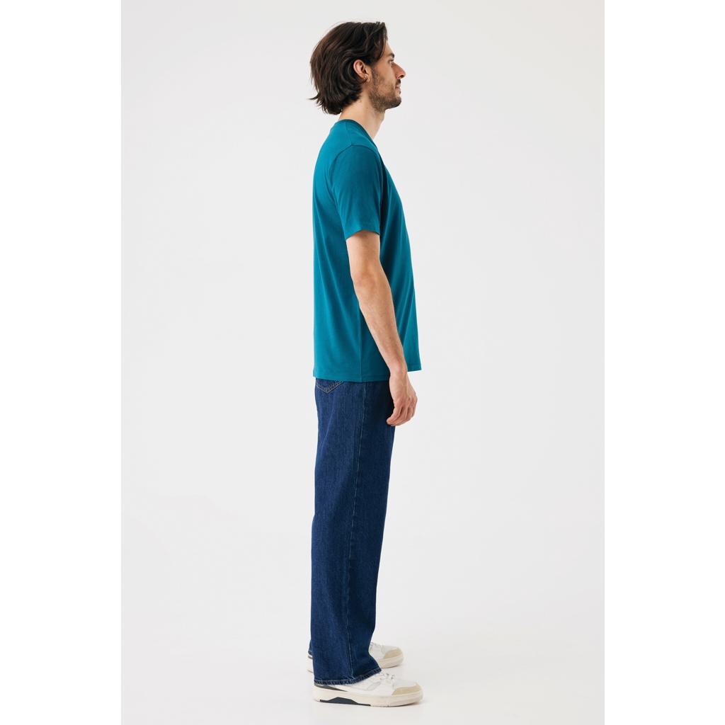 Tricou din bumbac reciclat Iqoniq Brett dark teal 2XS