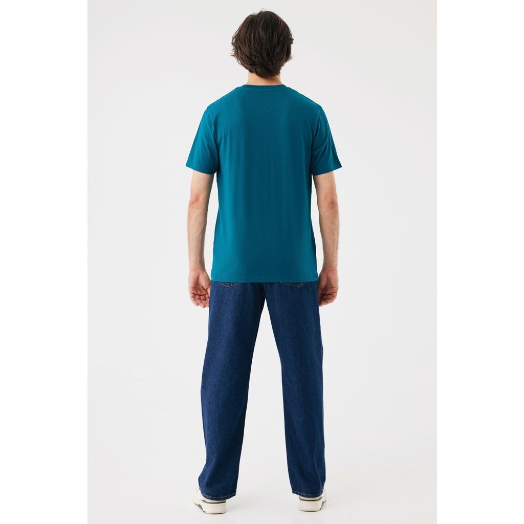 Tricou din bumbac reciclat Iqoniq Brett dark teal 2XS