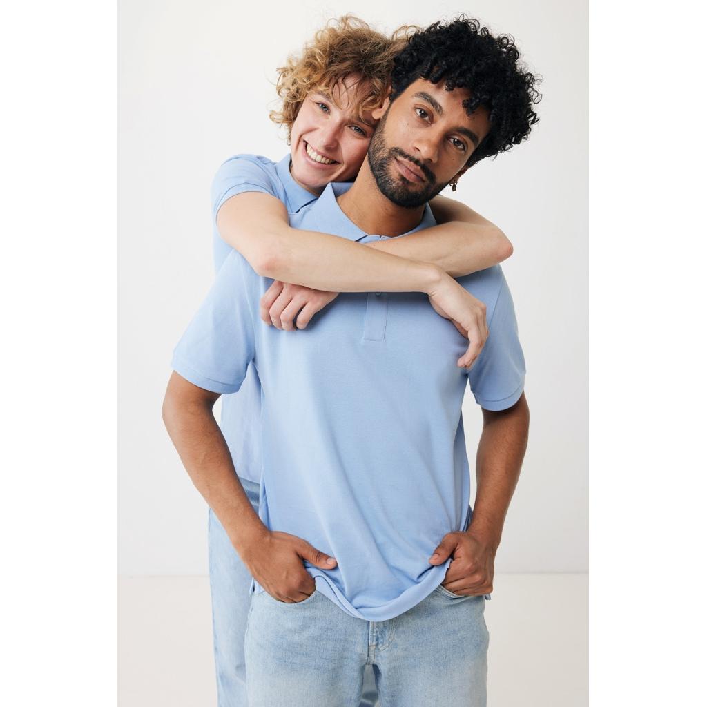 Polo din bumbac reciclat Iqoniq Yosemite sky blue L
