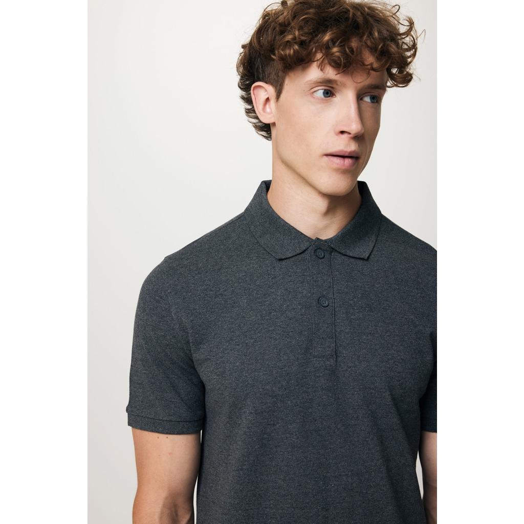 Polo din bumbac reciclat Iqoniq Yosemite heather anthracite L