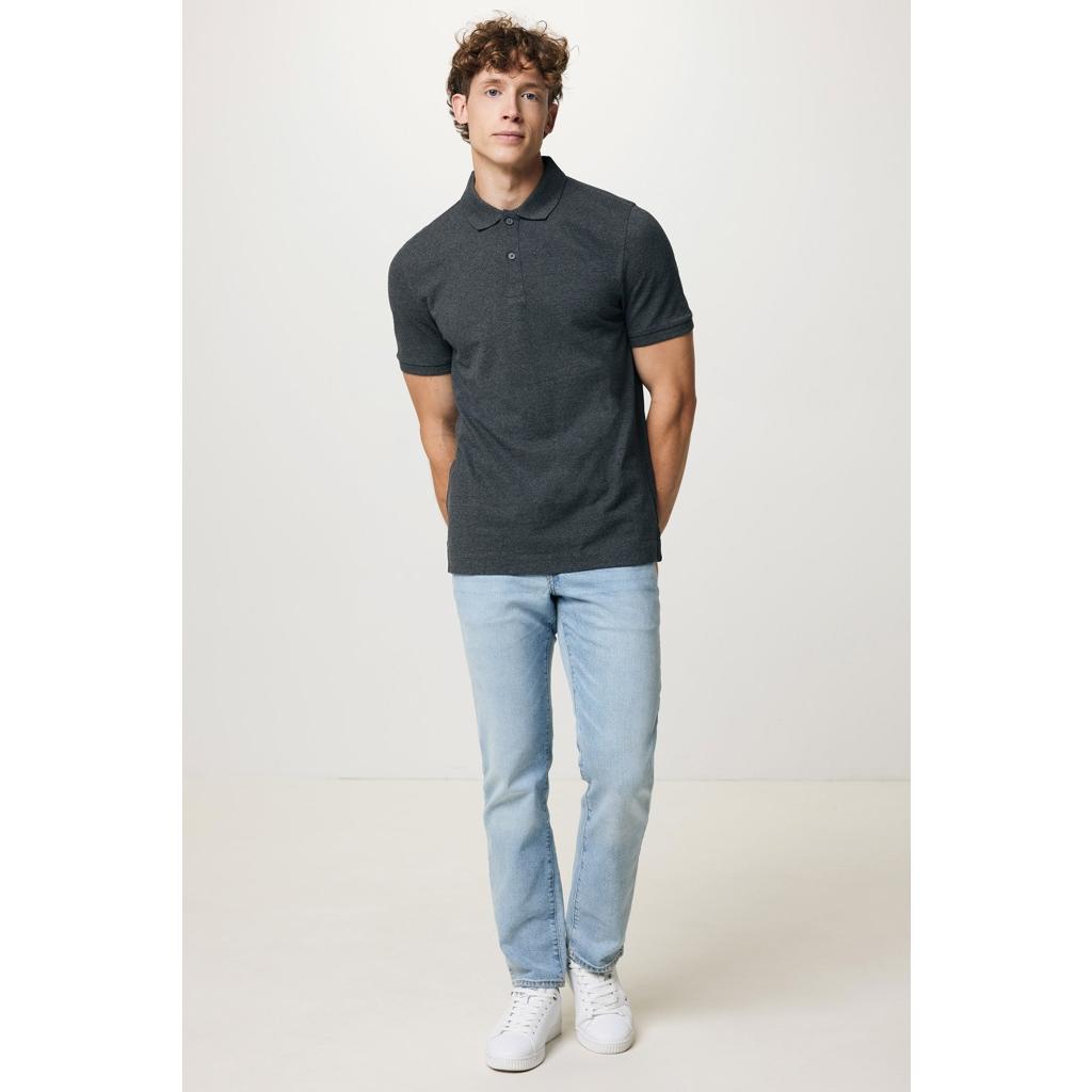 Polo din bumbac reciclat Iqoniq Yosemite heather anthracite L