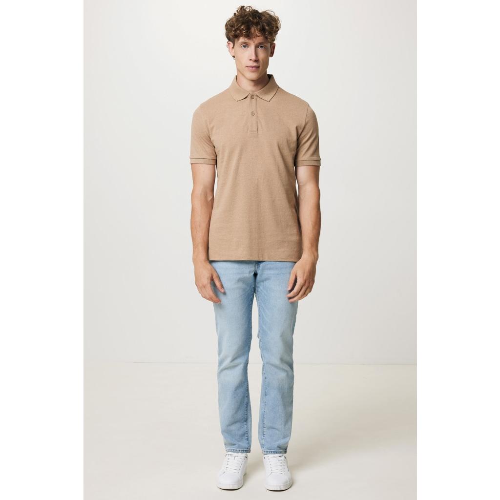 Polo din bumbac reciclat Iqoniq Yosemite heather brown