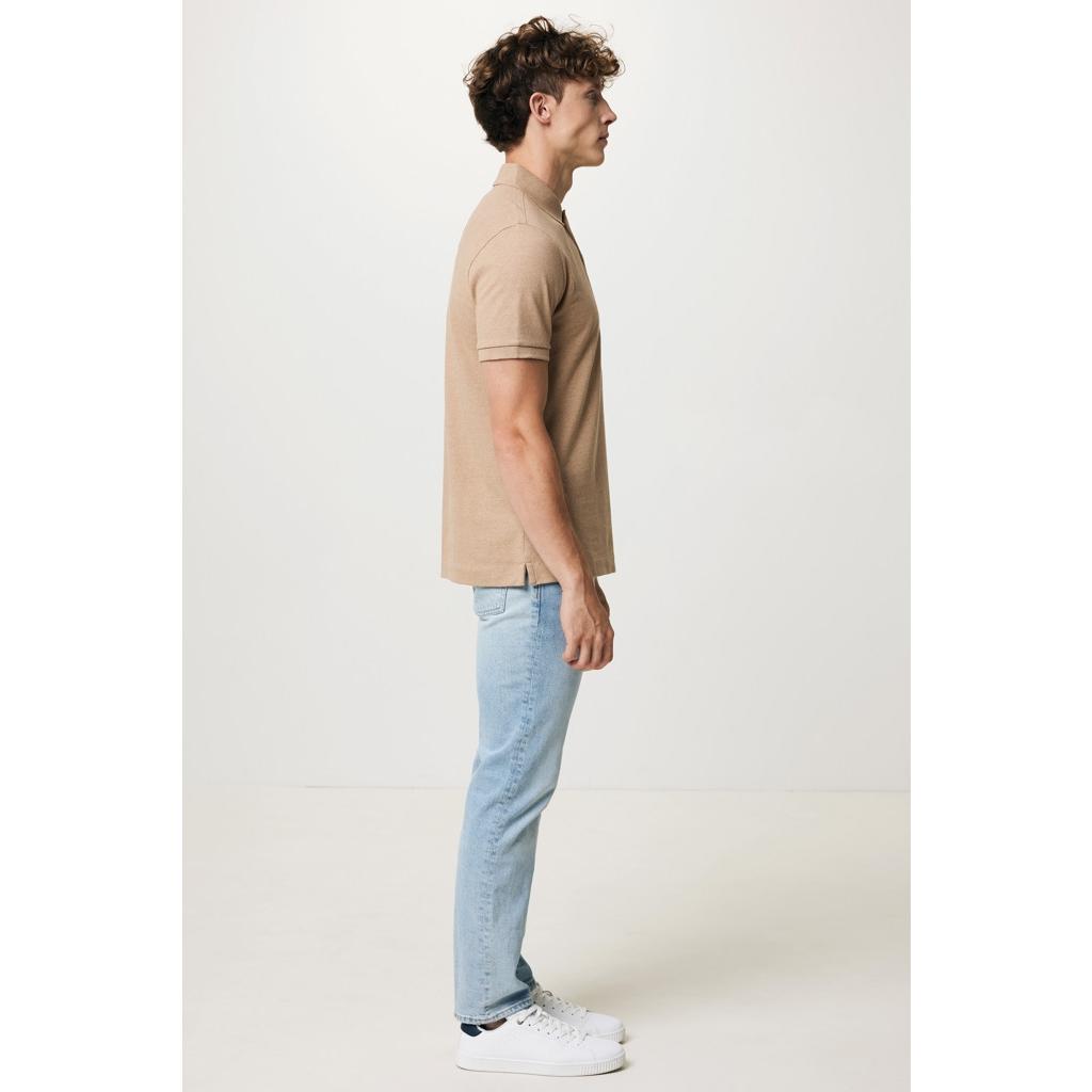 Polo din bumbac reciclat Iqoniq Yosemite heather brown