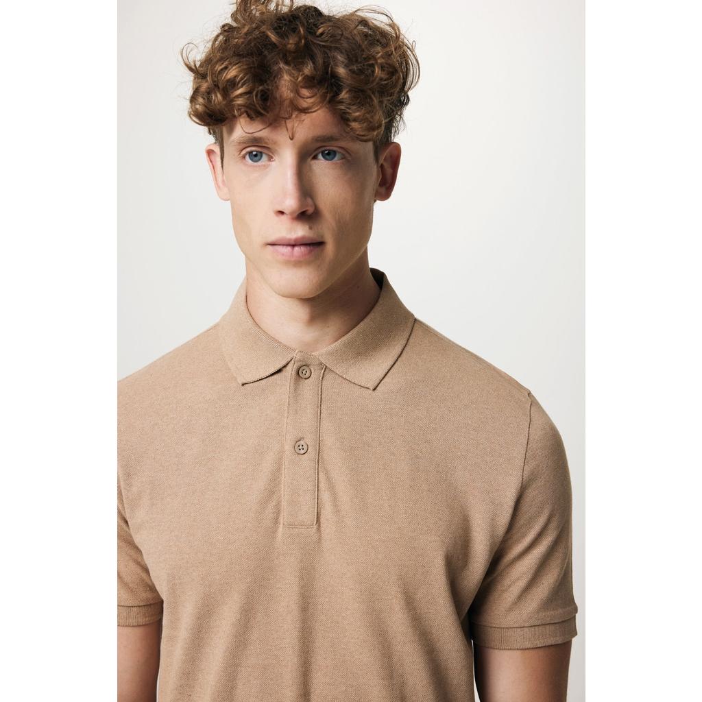 Polo din bumbac reciclat Iqoniq Yosemite heather brown