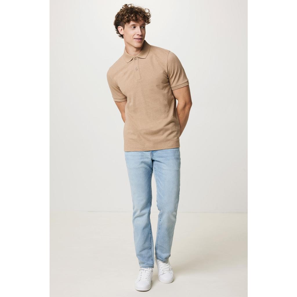 Polo din bumbac reciclat Iqoniq Yosemite heather brown