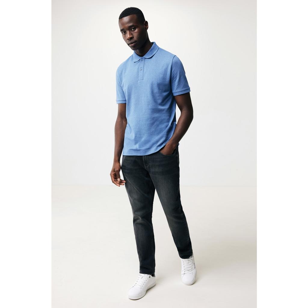 Polo din bumbac reciclat Iqoniq Yosemite heather blue