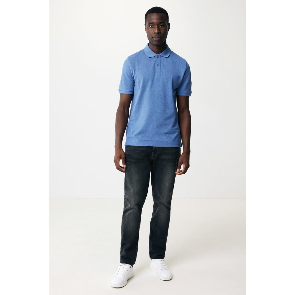 Polo din bumbac reciclat Iqoniq Yosemite heather blue