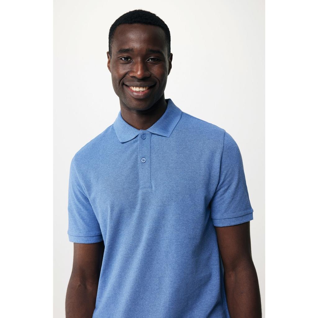 Polo din bumbac reciclat Iqoniq Yosemite heather blue