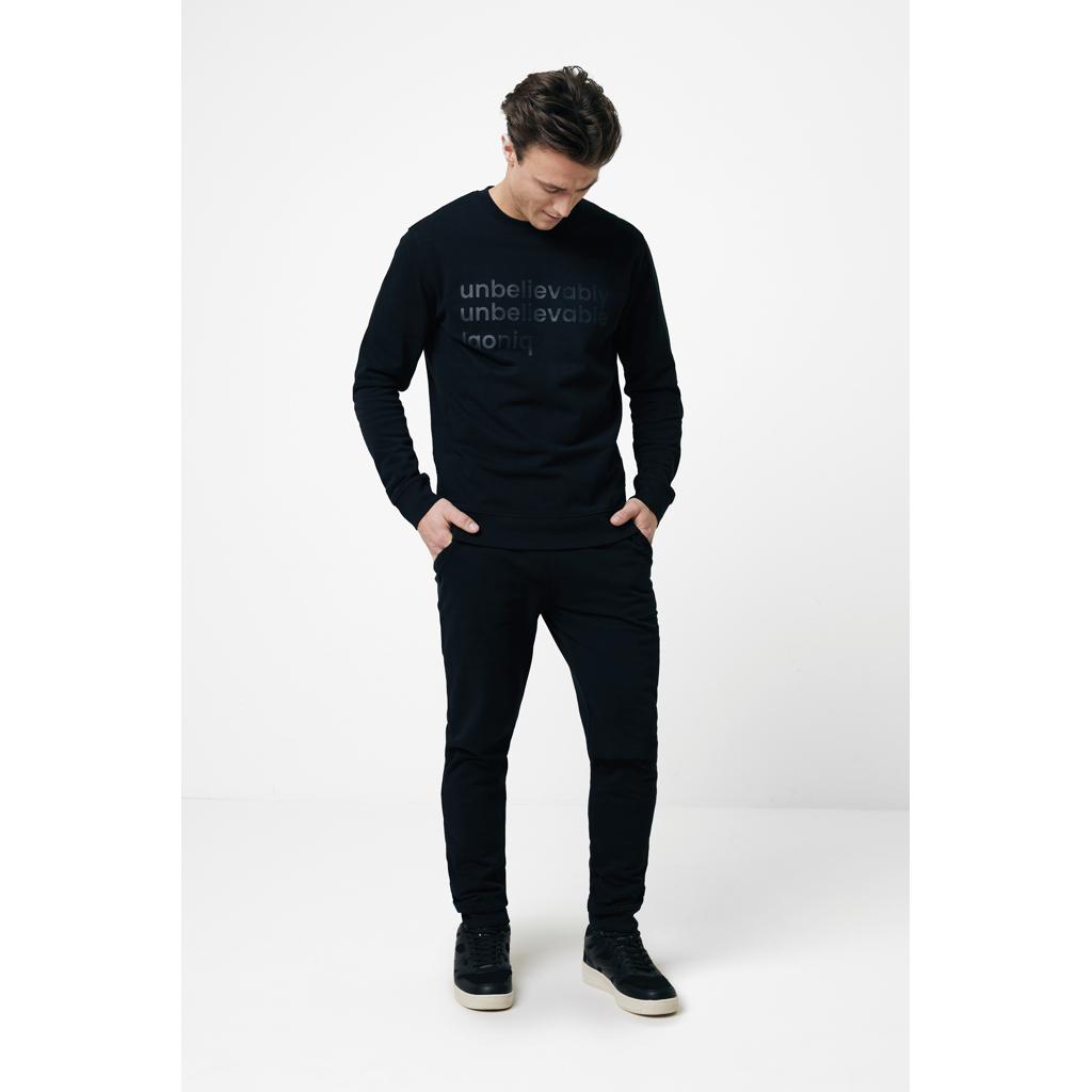 Pulover cu guler rotund din bumbac reciclat Iqoniq Zion black L