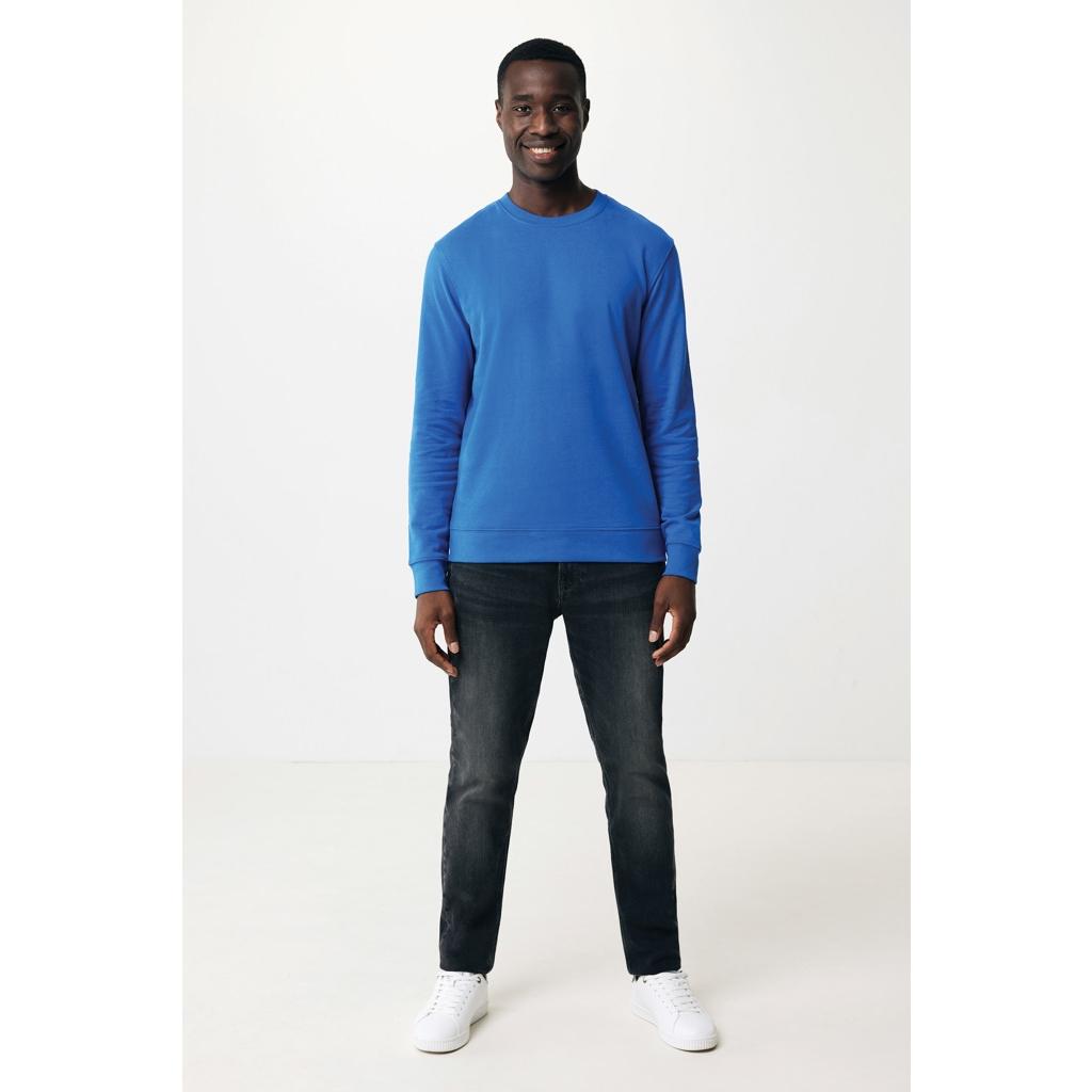 Pulover cu guler rotund din bumbac reciclat Iqoniq Zion royal blue M