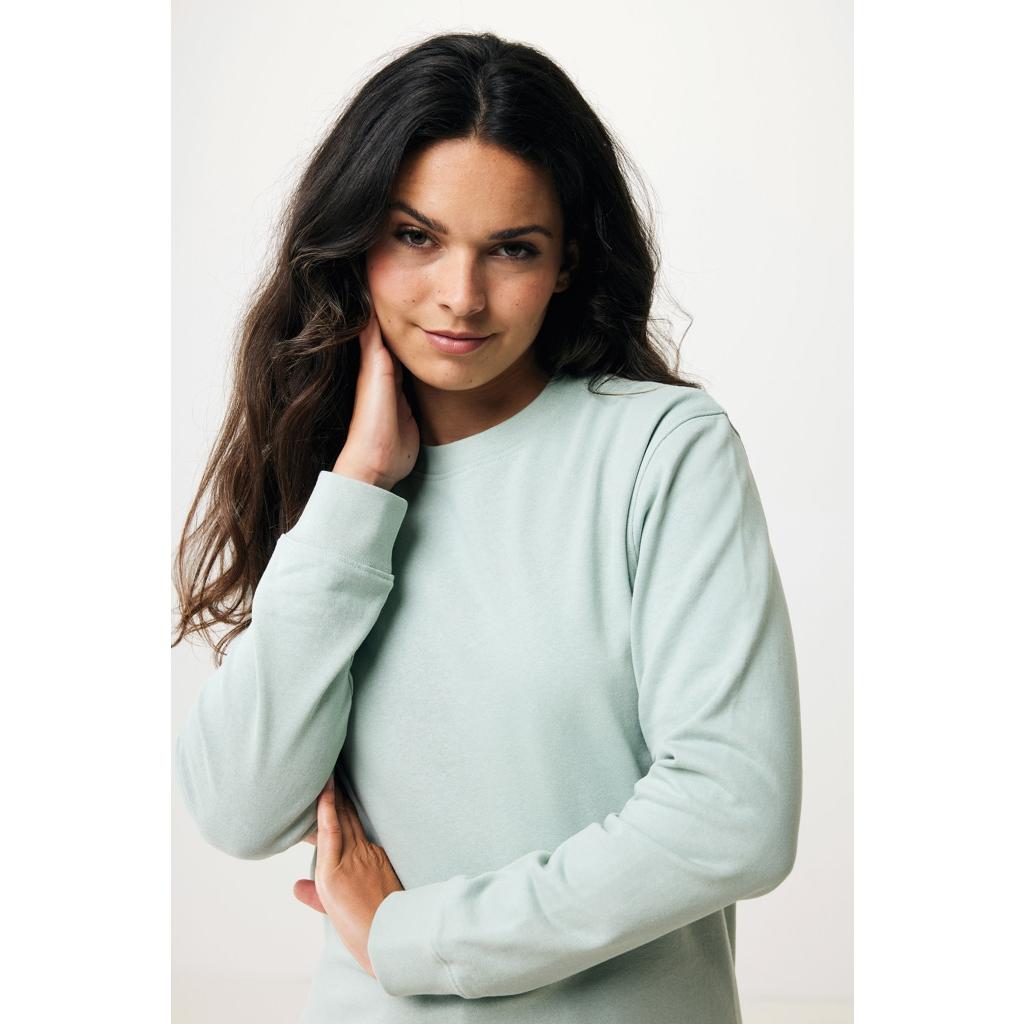 Pulover cu guler rotund din bumbac reciclat Iqoniq Zion iceberg green M