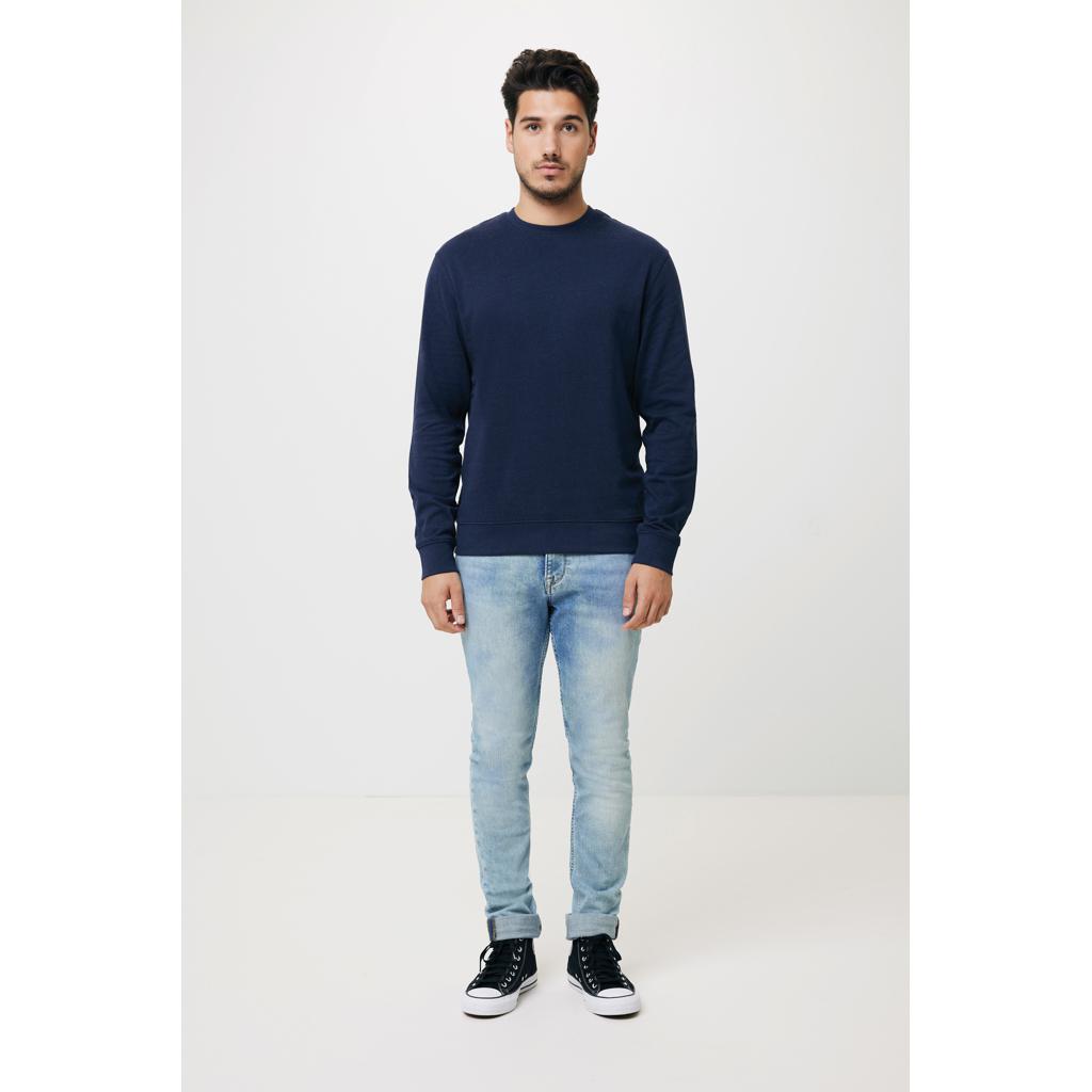 Pulover cu guler rotund din bumbac reciclat Iqoniq Zion navy S