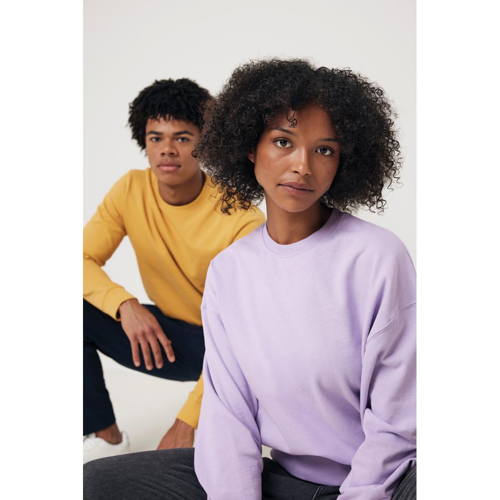 Pulover cu guler rotund din bumbac reciclat Iqoniq Zion ochre yellow L