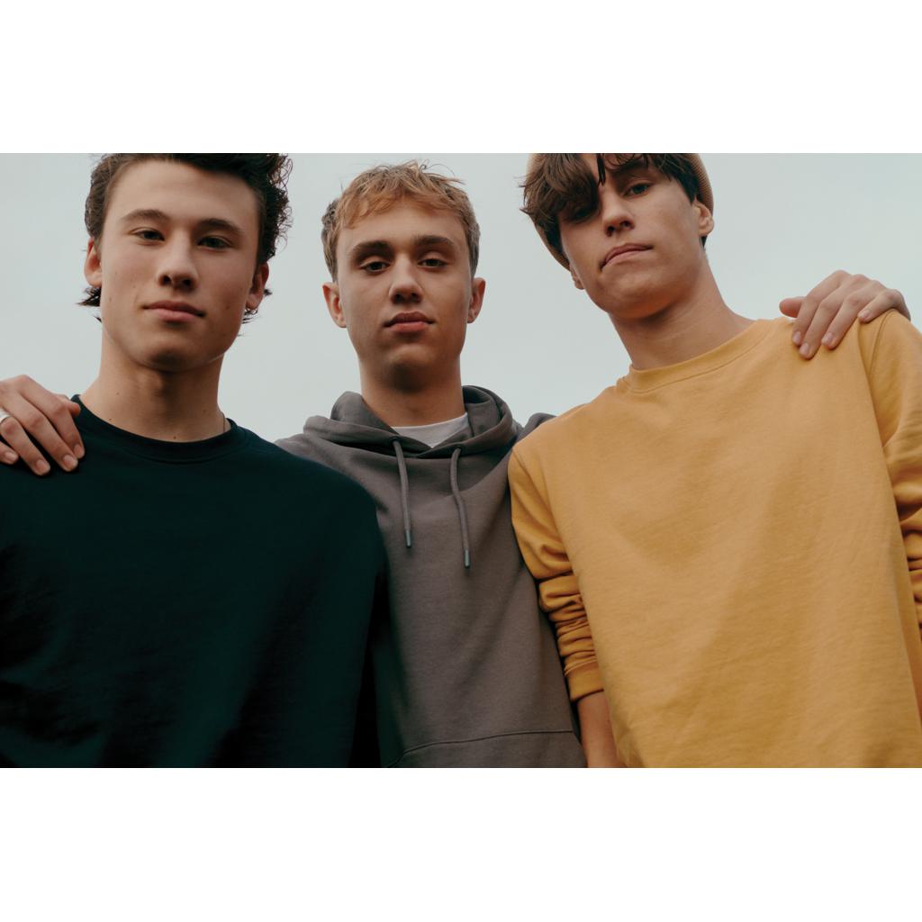 Pulover cu guler rotund din bumbac reciclat Iqoniq Zion ochre yellow M