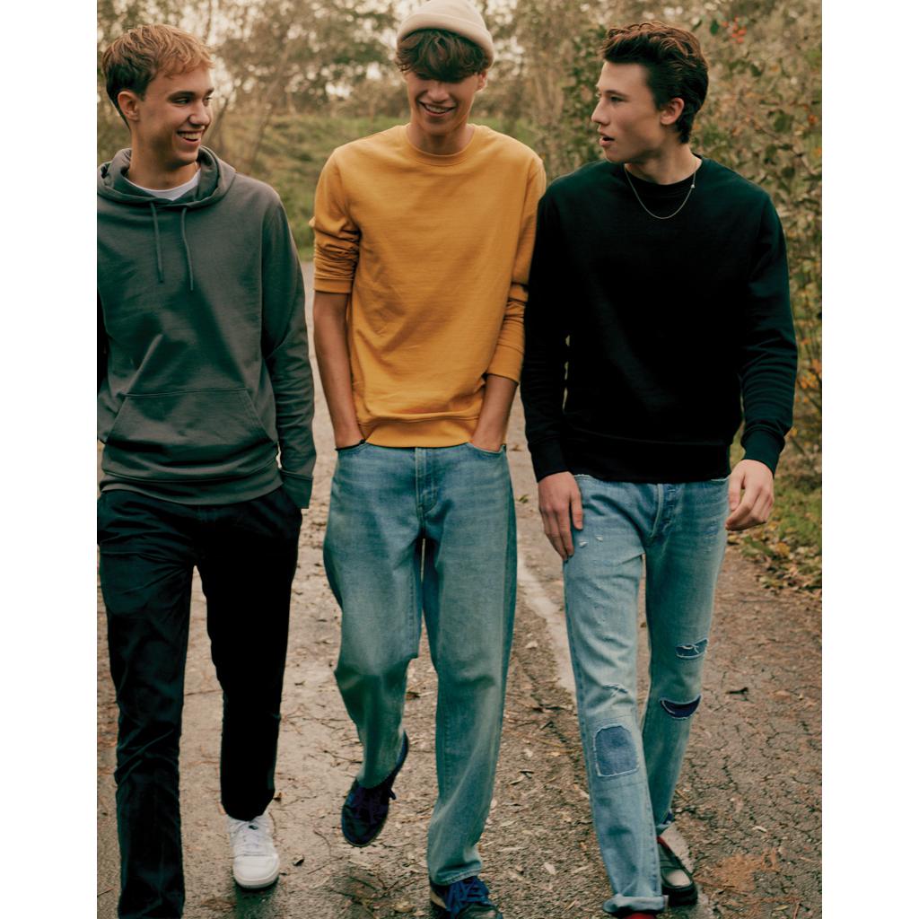 Pulover cu guler rotund din bumbac reciclat Iqoniq Zion ochre yellow M