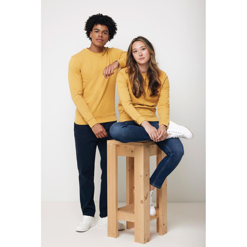 Pulover cu guler rotund din bumbac reciclat Iqoniq Zion ochre yellow M