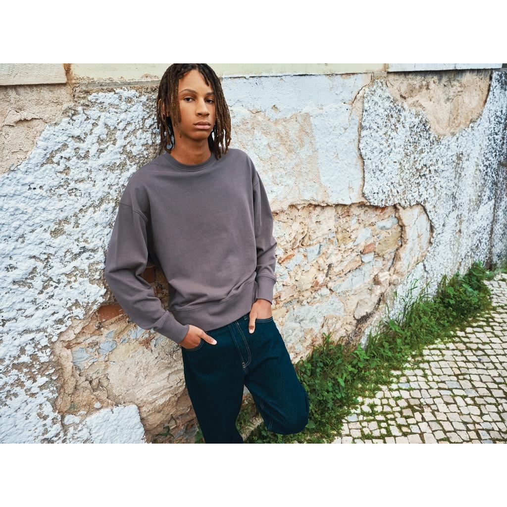 Pulover cu guler rotund din bumbac reciclat Iqoniq Zion anthracite 2XS