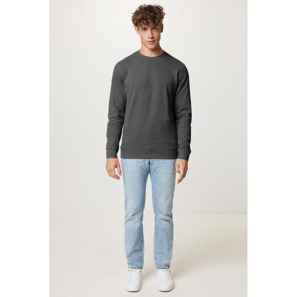 Pulover cu guler rotund din bumbac reciclat Iqoniq Zion anthracite 2XS