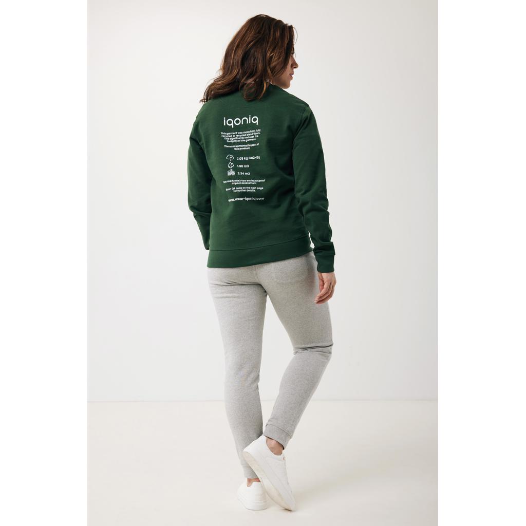 Pulover cu guler rotund din bumbac reciclat Iqoniq Zion forest green 2XS