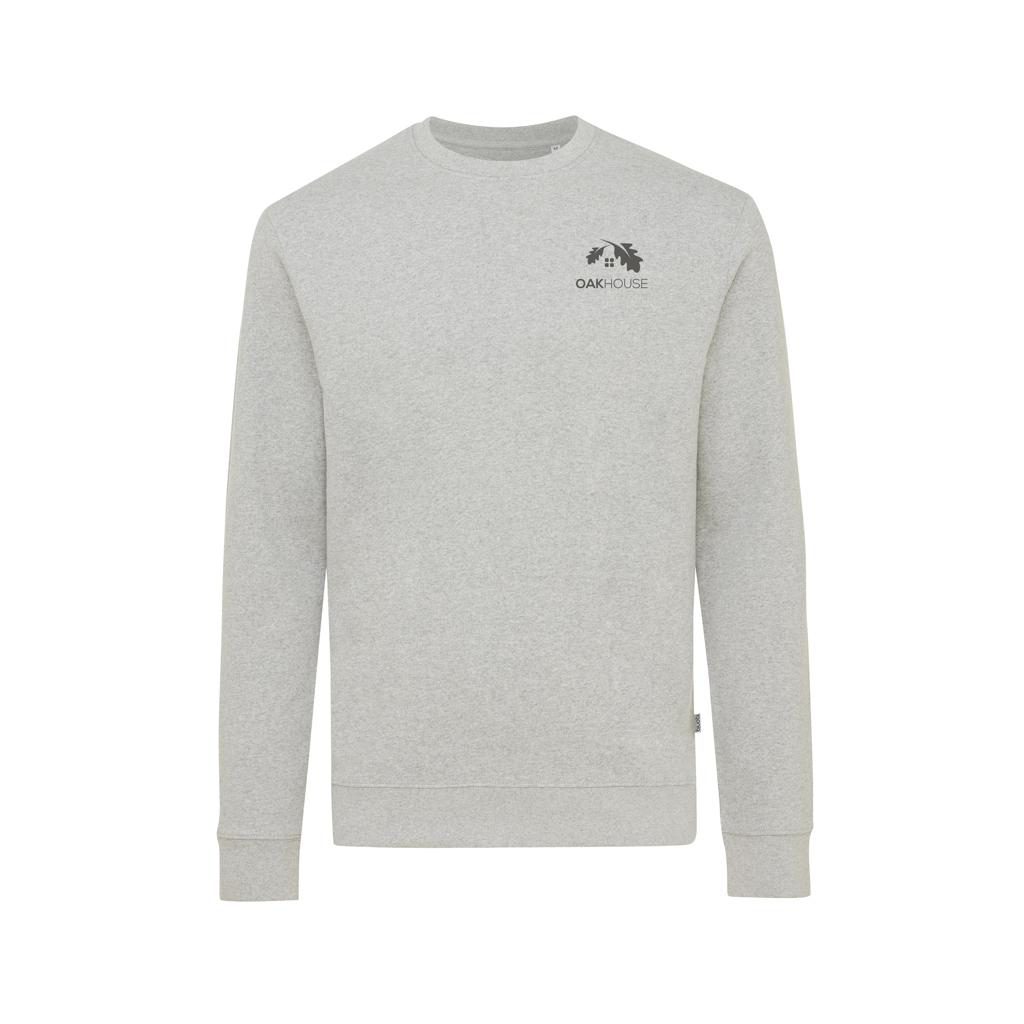 Pulover cu guler rotund din bumbac reciclat, necolorat Iqoniq Denali  heather grey 4XL