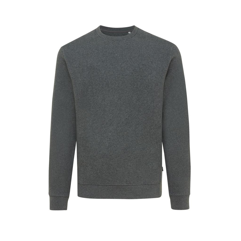 Pulover cu guler rotund din bumbac reciclat, necolorat Iqoniq Denali  heather anthracite 2XS