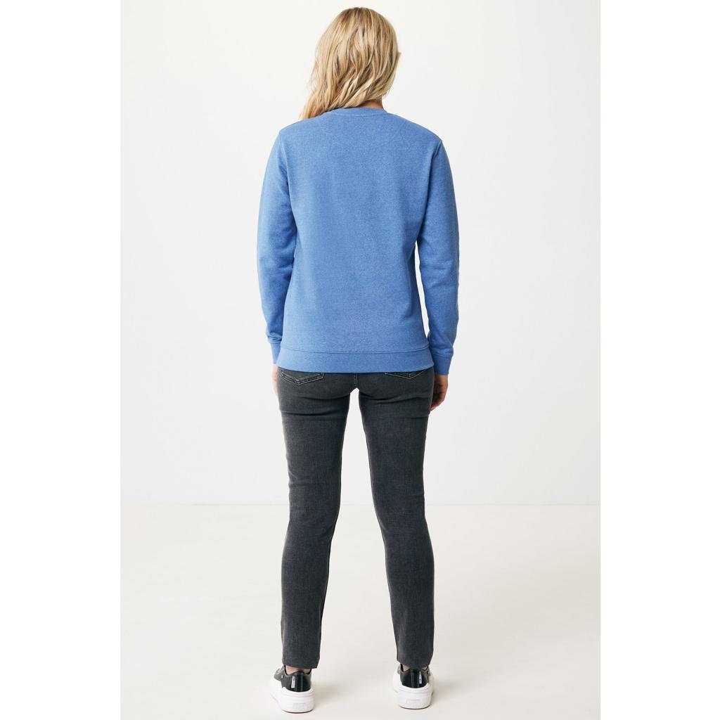 Pulover cu guler rotund din bumbac reciclat, necolorat Iqoniq Denali  heather blue 2XS