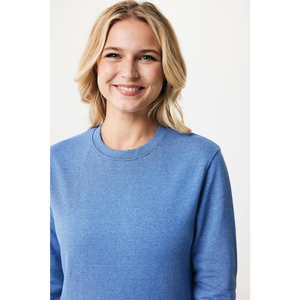 Pulover cu guler rotund din bumbac reciclat, necolorat Iqoniq Denali  heather blue 2XS