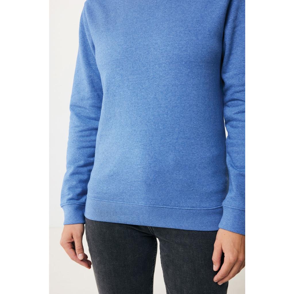 Pulover cu guler rotund din bumbac reciclat, necolorat Iqoniq Denali  heather blue 2XS