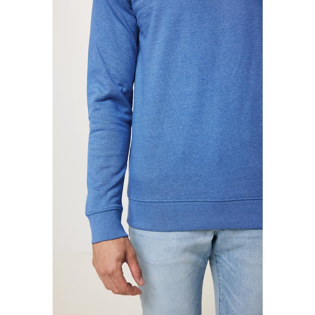 Pulover cu guler rotund din bumbac reciclat, necolorat Iqoniq Denali  heather blue 2XS