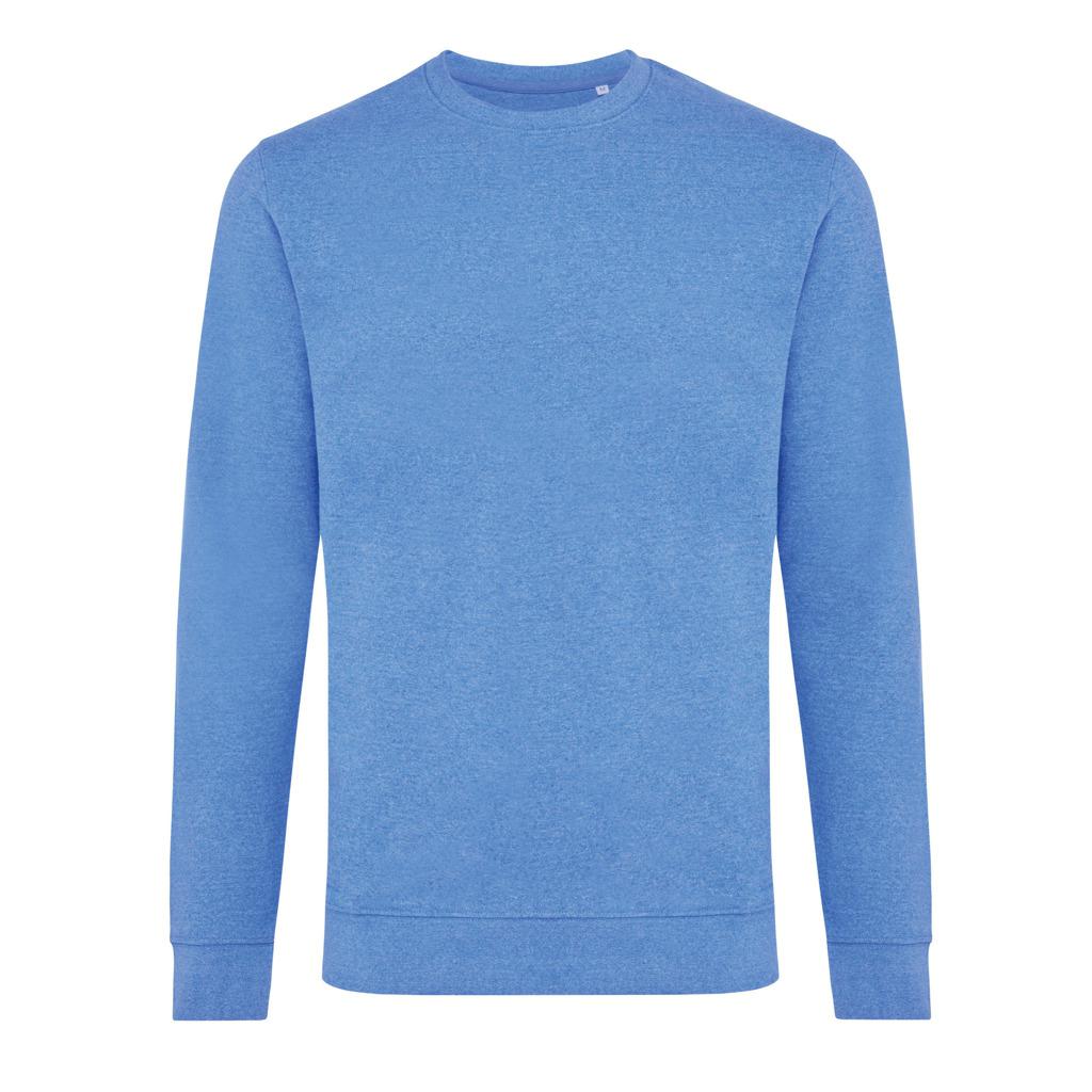 Pulover cu guler rotund din bumbac reciclat, necolorat Iqoniq Denali  heather blue L