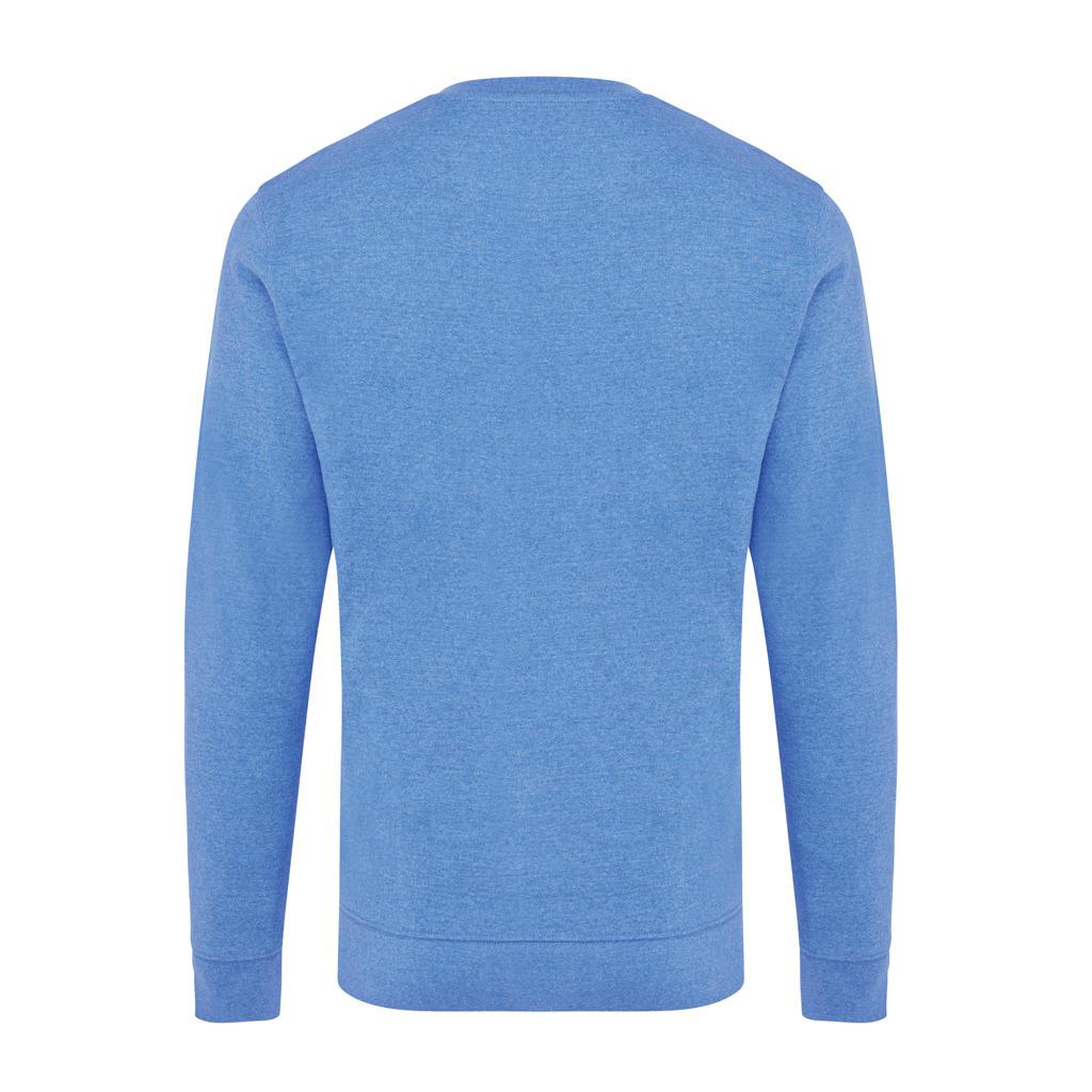 Pulover cu guler rotund din bumbac reciclat, necolorat Iqoniq Denali  heather blue L