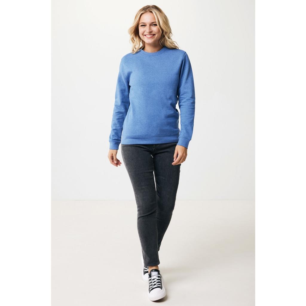 Pulover cu guler rotund din bumbac reciclat, necolorat Iqoniq Denali  heather blue 2XS