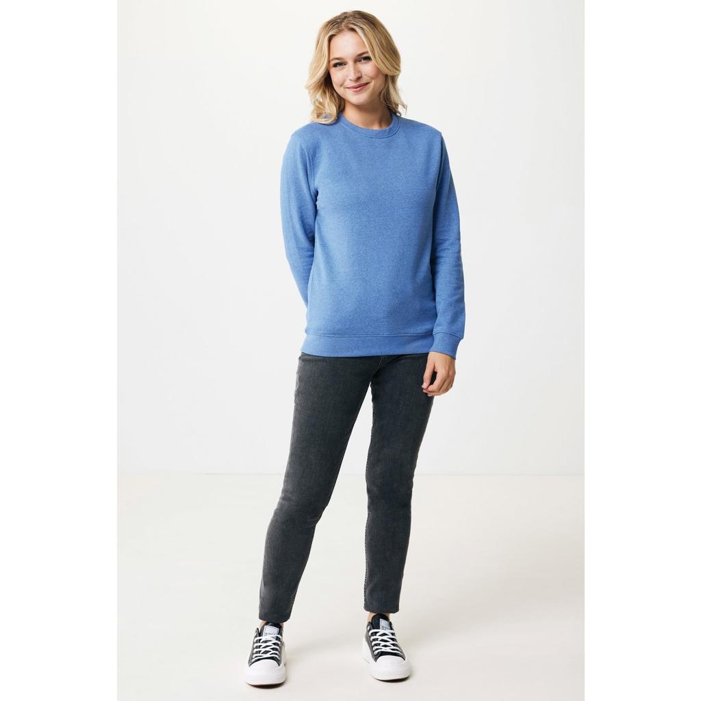 Pulover cu guler rotund din bumbac reciclat, necolorat Iqoniq Denali  heather blue 2XS