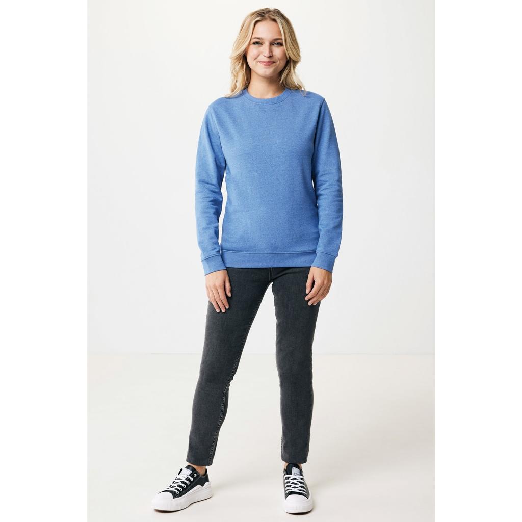 Pulover cu guler rotund din bumbac reciclat, necolorat Iqoniq Denali  heather blue 2XS