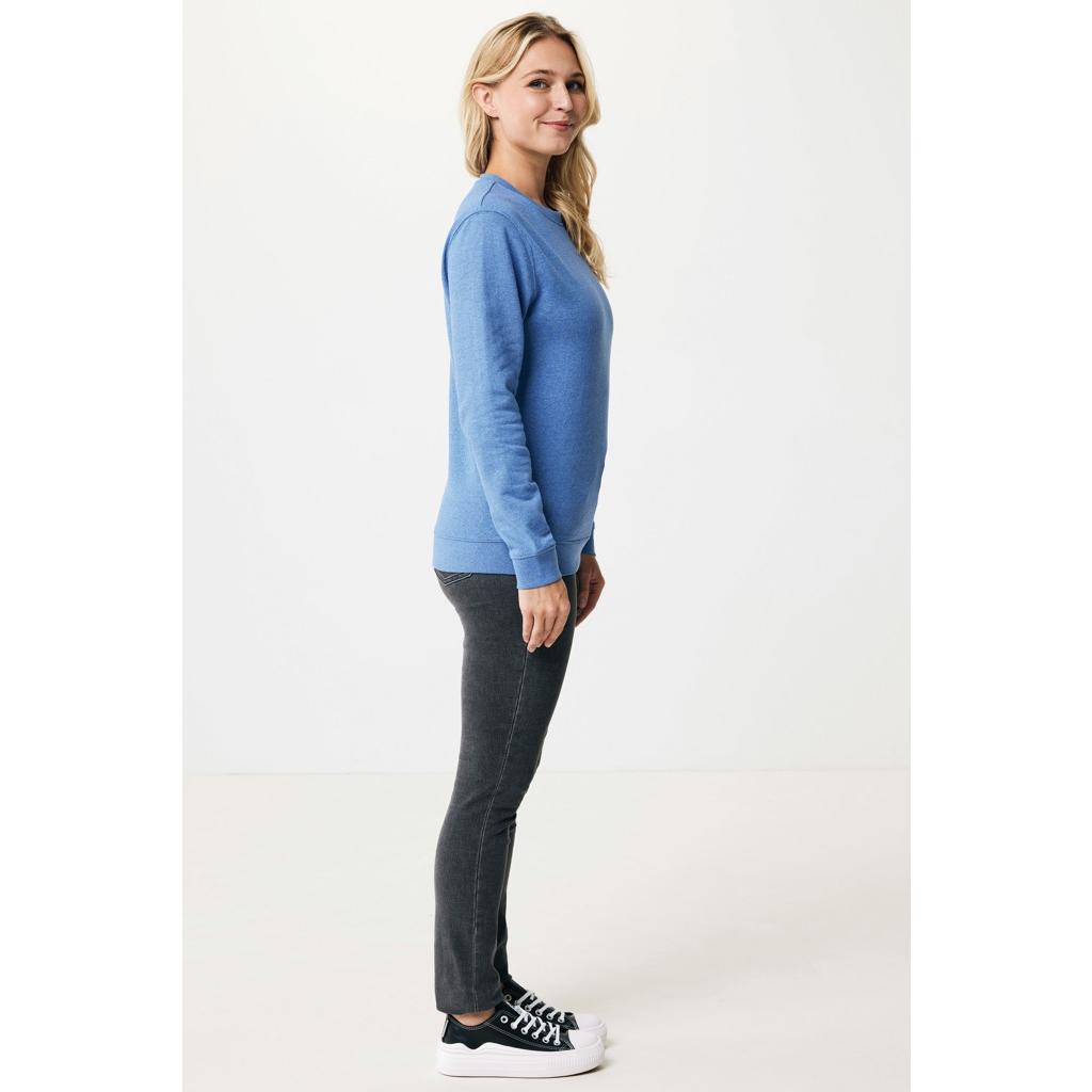 Pulover cu guler rotund din bumbac reciclat, necolorat Iqoniq Denali  heather blue 2XS