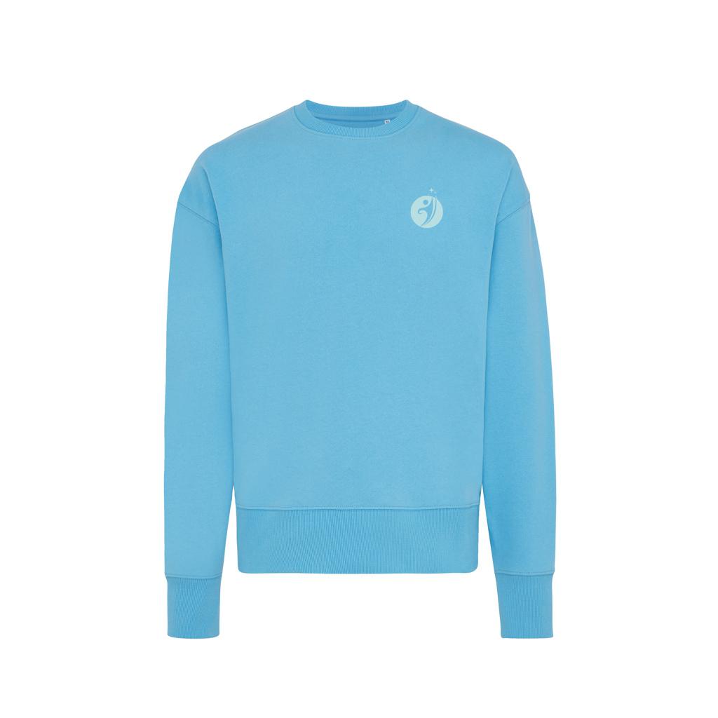 Pulover relaxat cu guler rotund  din bumbac reciclat Iqoniq Kruger tranquil blue L