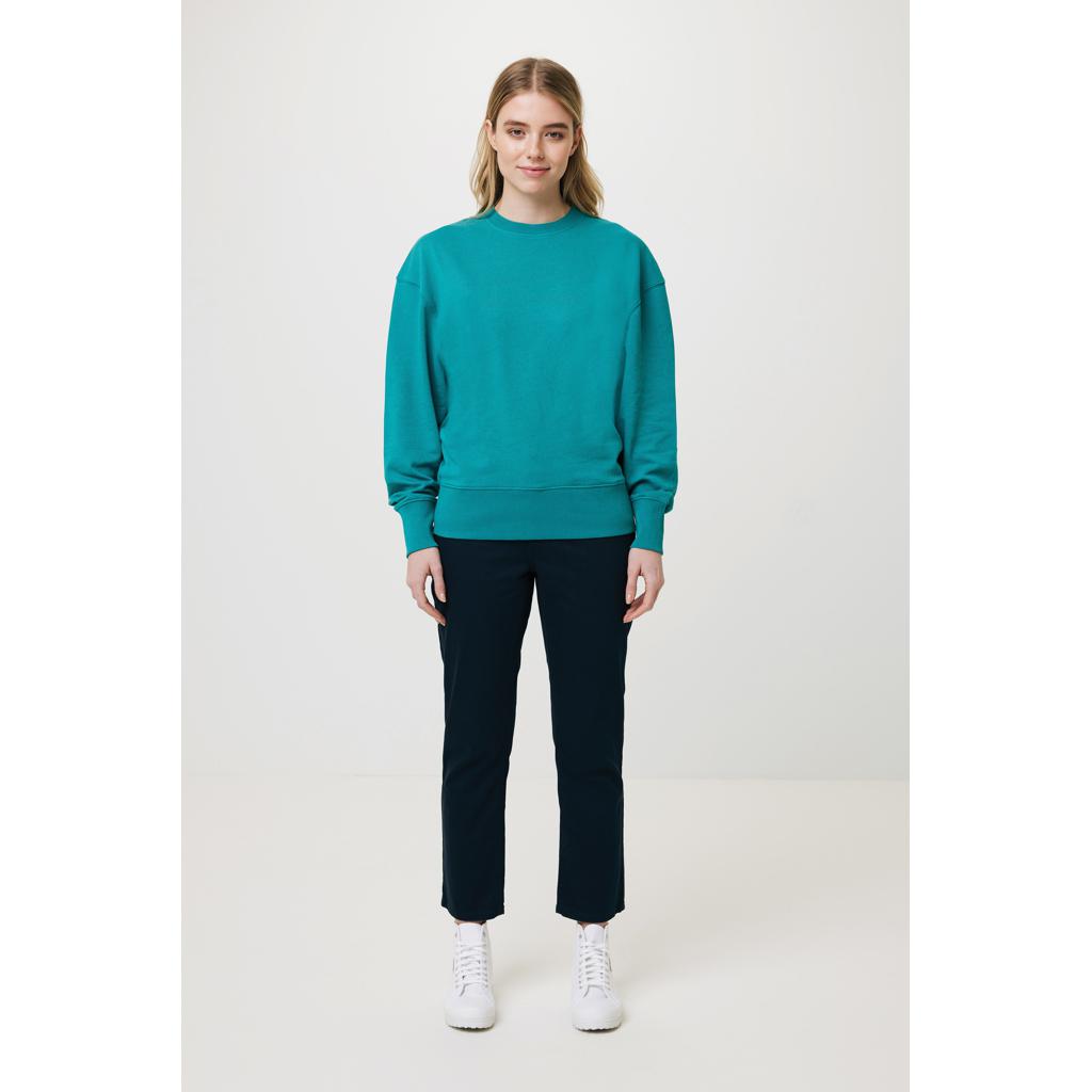 Pulover relaxat cu guler rotund  din bumbac reciclat Iqoniq Kruger verdigris XL