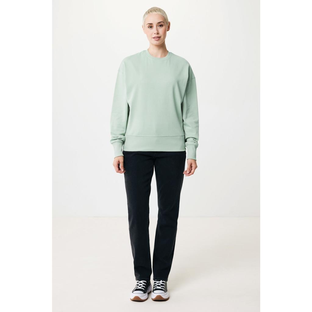 Pulover relaxat cu guler rotund  din bumbac reciclat Iqoniq Kruger iceberg green 2XS