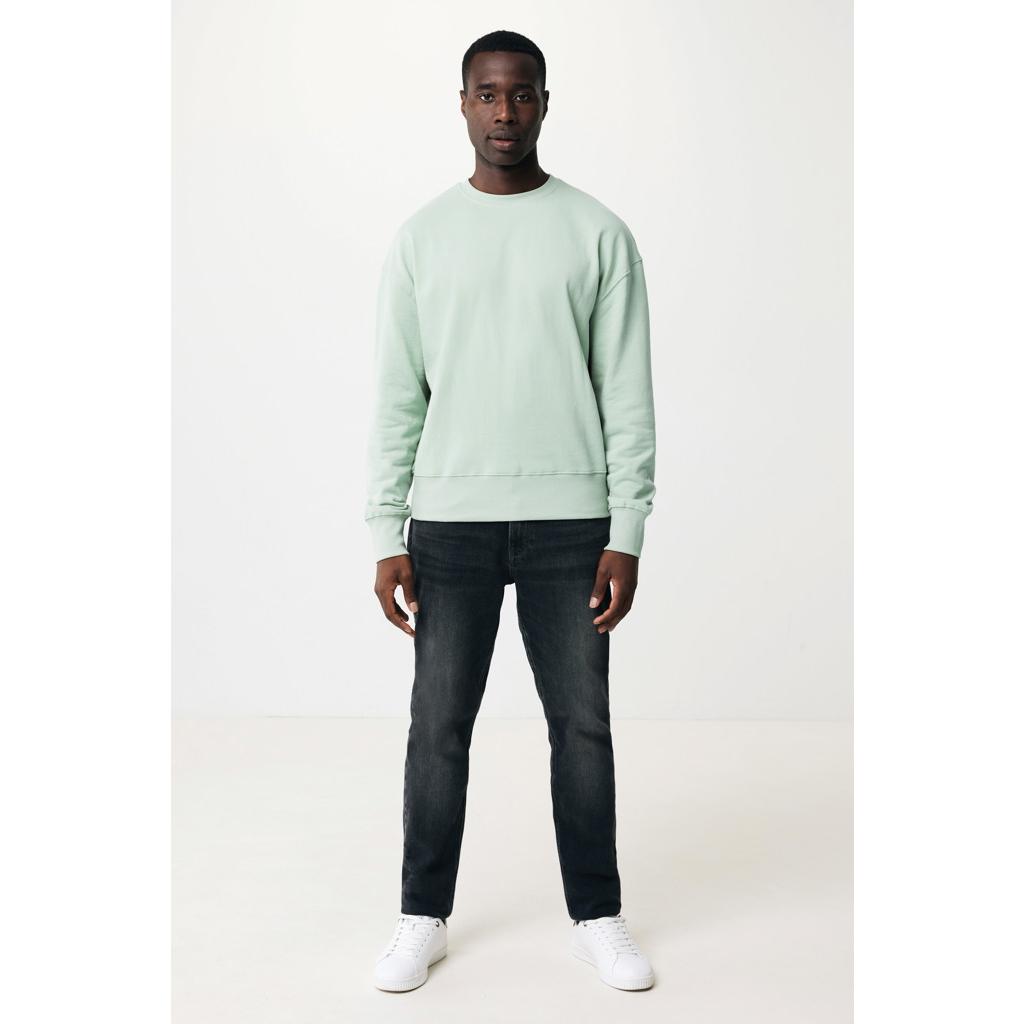 Pulover relaxat cu guler rotund  din bumbac reciclat Iqoniq Kruger iceberg green 2XS