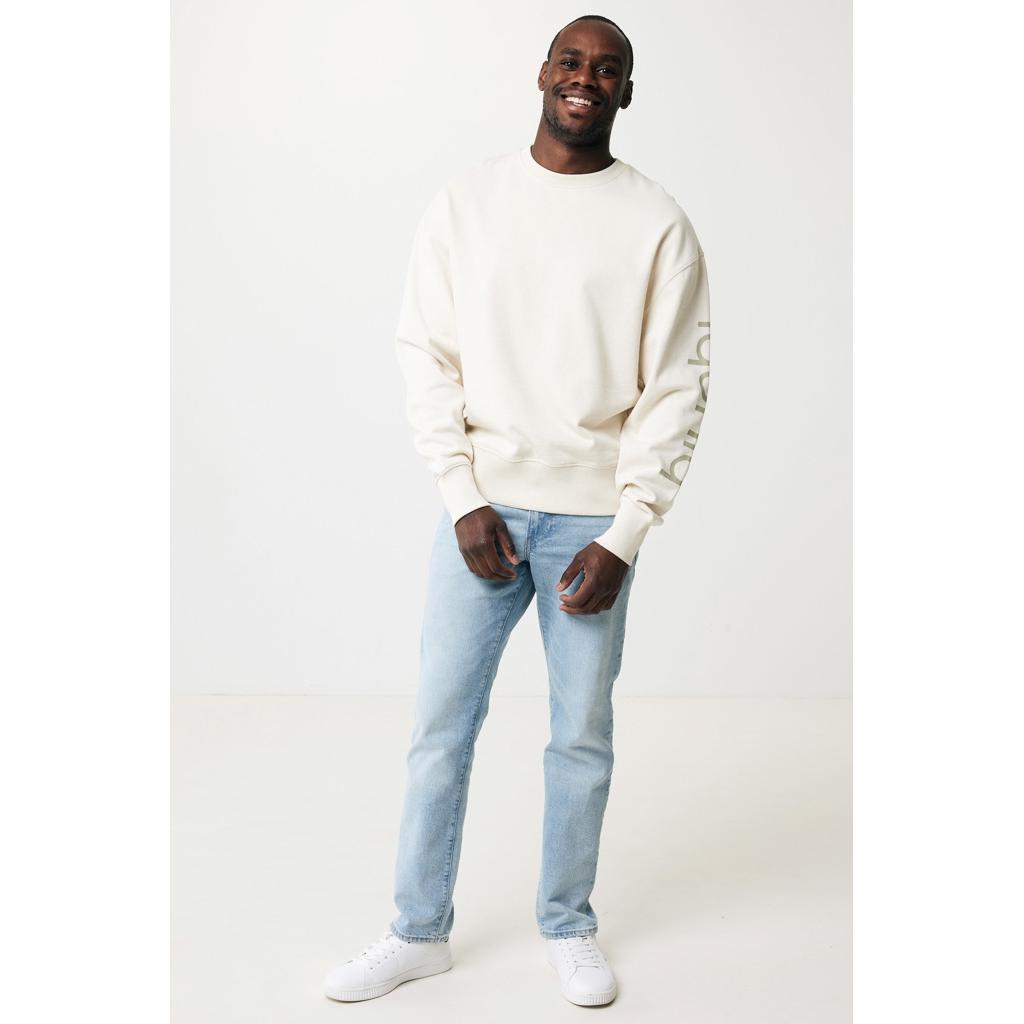 Pulover relaxat cu guler rotund  din bumbac reciclat Iqoniq Kruger natural raw L