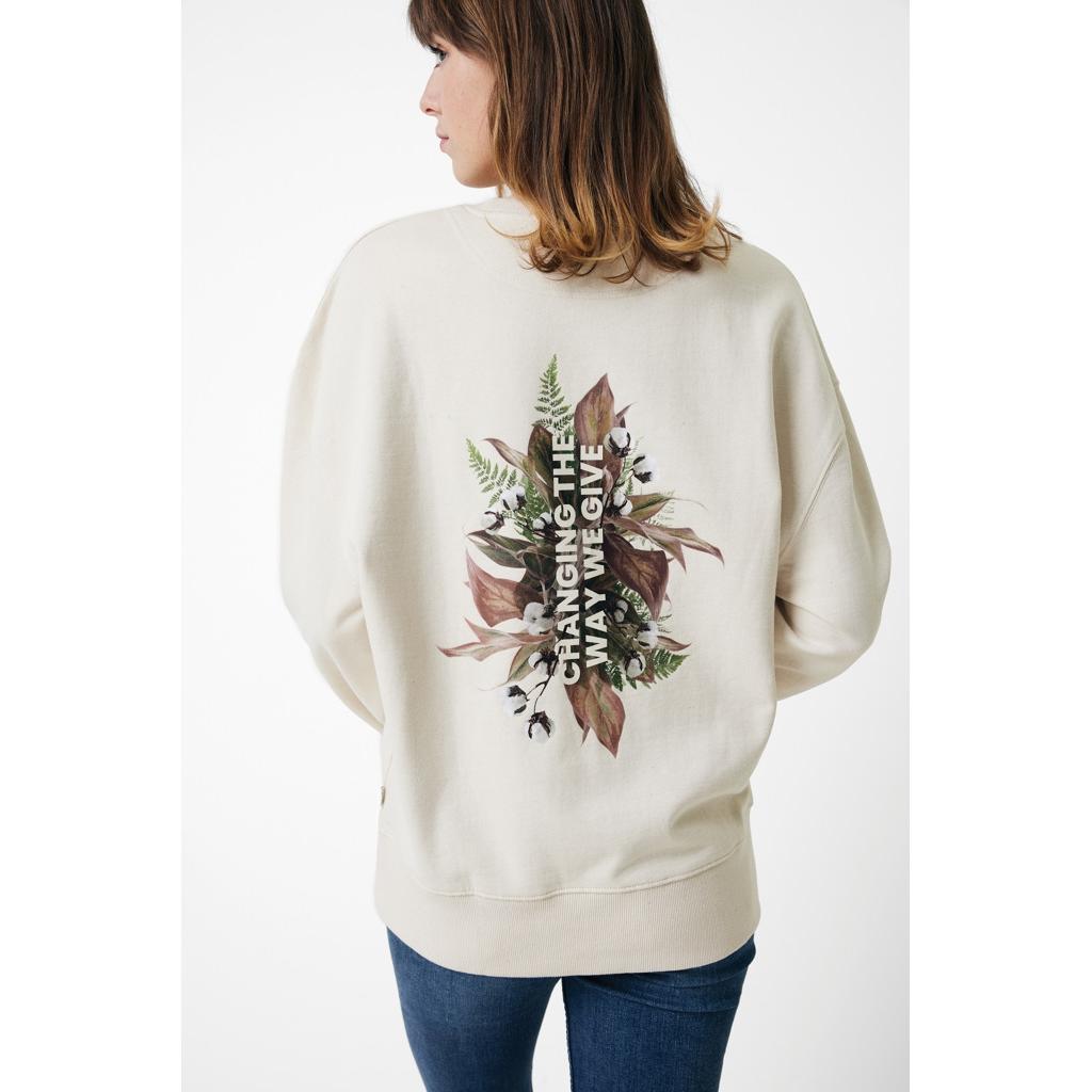 Pulover relaxat cu guler rotund  din bumbac reciclat Iqoniq Kruger natural raw L