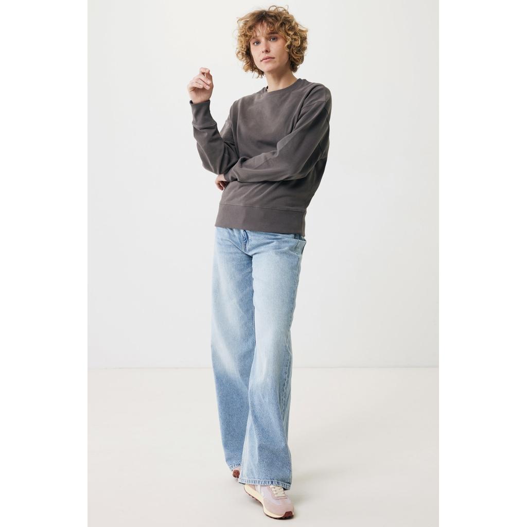 Pulover relaxat cu guler rotund  din bumbac reciclat Iqoniq Kruger anthracite XS