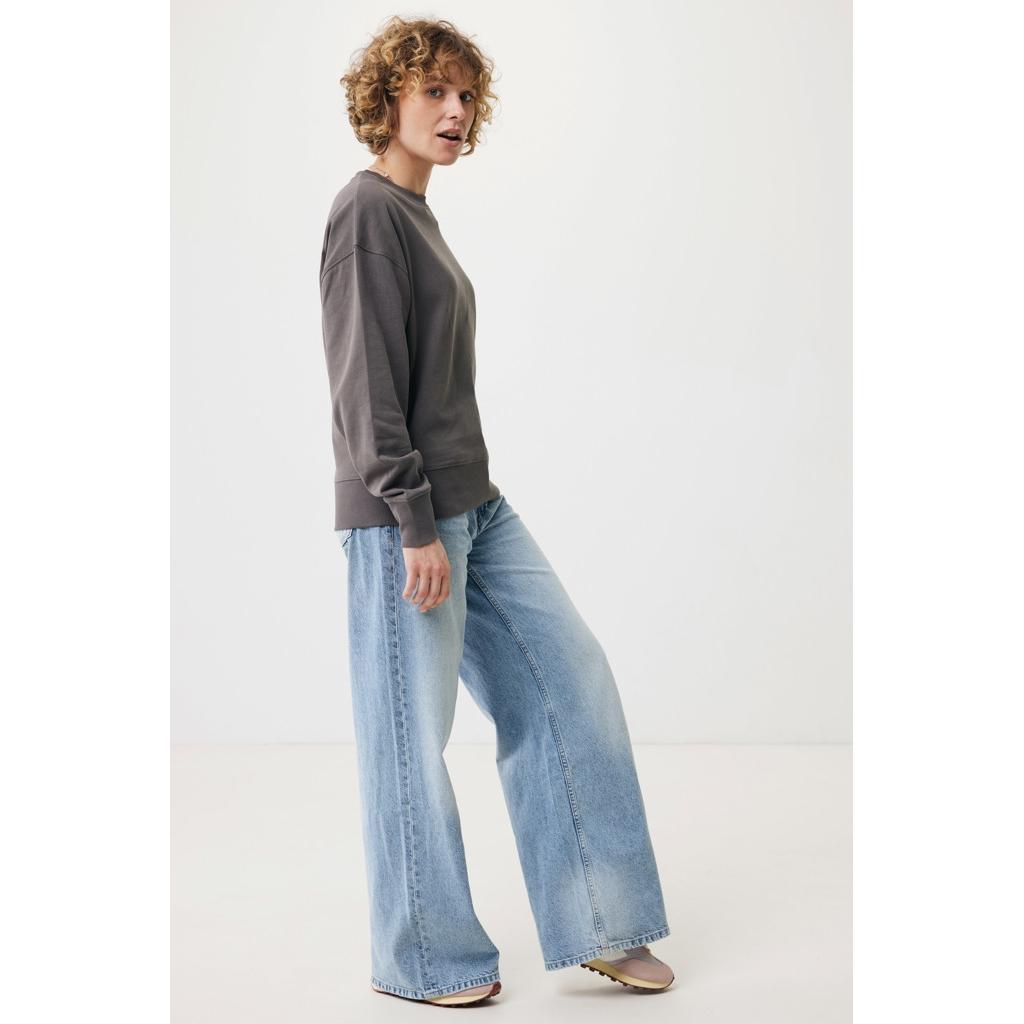 Pulover relaxat cu guler rotund  din bumbac reciclat Iqoniq Kruger anthracite XS