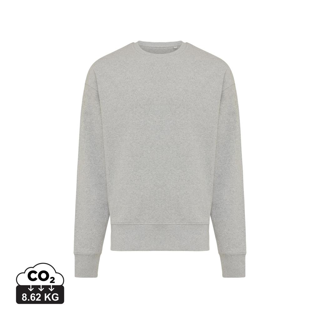 Pulover relaxat cu guler rotund  din bumbac reciclat Iqoniq Kruger heather grey