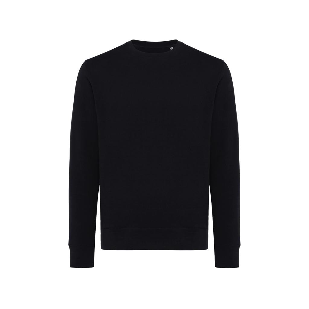 Pulover ușor cu guler rotund  din bumbac reciclat Iqoniq Etosha black