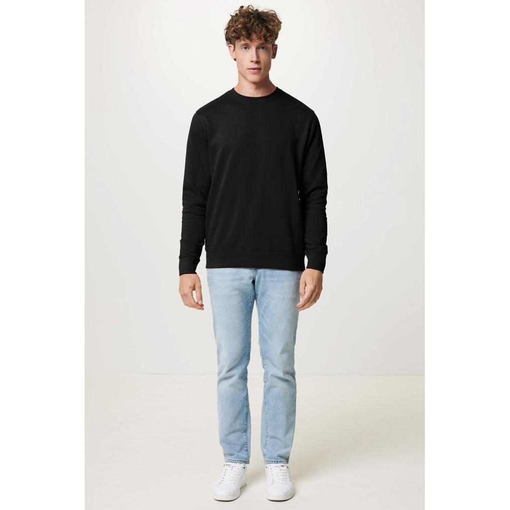 Pulover ușor cu guler rotund  din bumbac reciclat Iqoniq Etosha black L