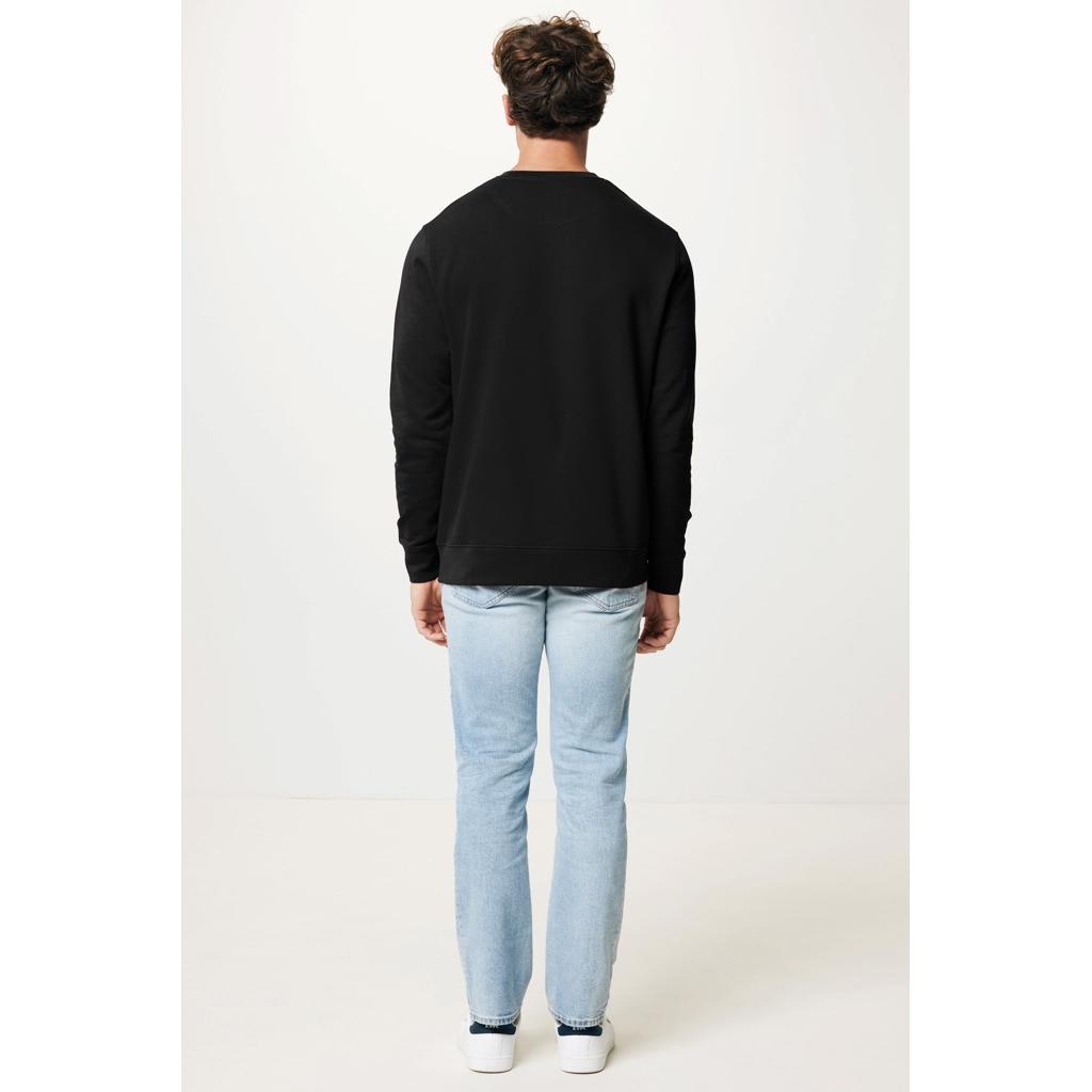 Pulover ușor cu guler rotund  din bumbac reciclat Iqoniq Etosha black L